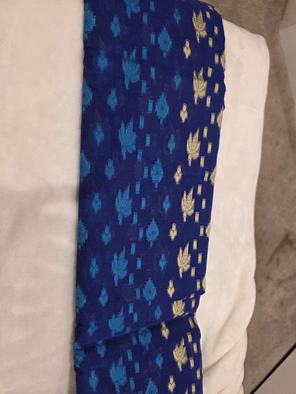 Blue Patterned Woven Fabric Panel